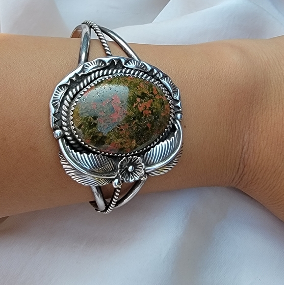 Stampd Jewelry - Navajo Signed Unakite Cuff RC LITTLE